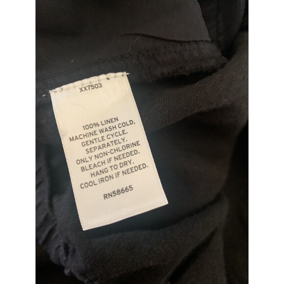 NWOT Caslon Women's Black 100% Linen Cargo Wide Leg Drawstring Pants Size Large - Picture 4 of 4